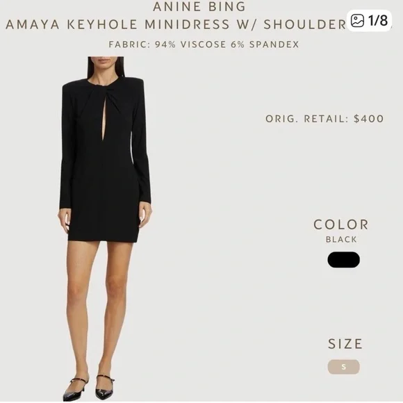 Anine Bing Black Long-Sleeve Keyhole Amaya Mini Dress - Picture 8 of 9